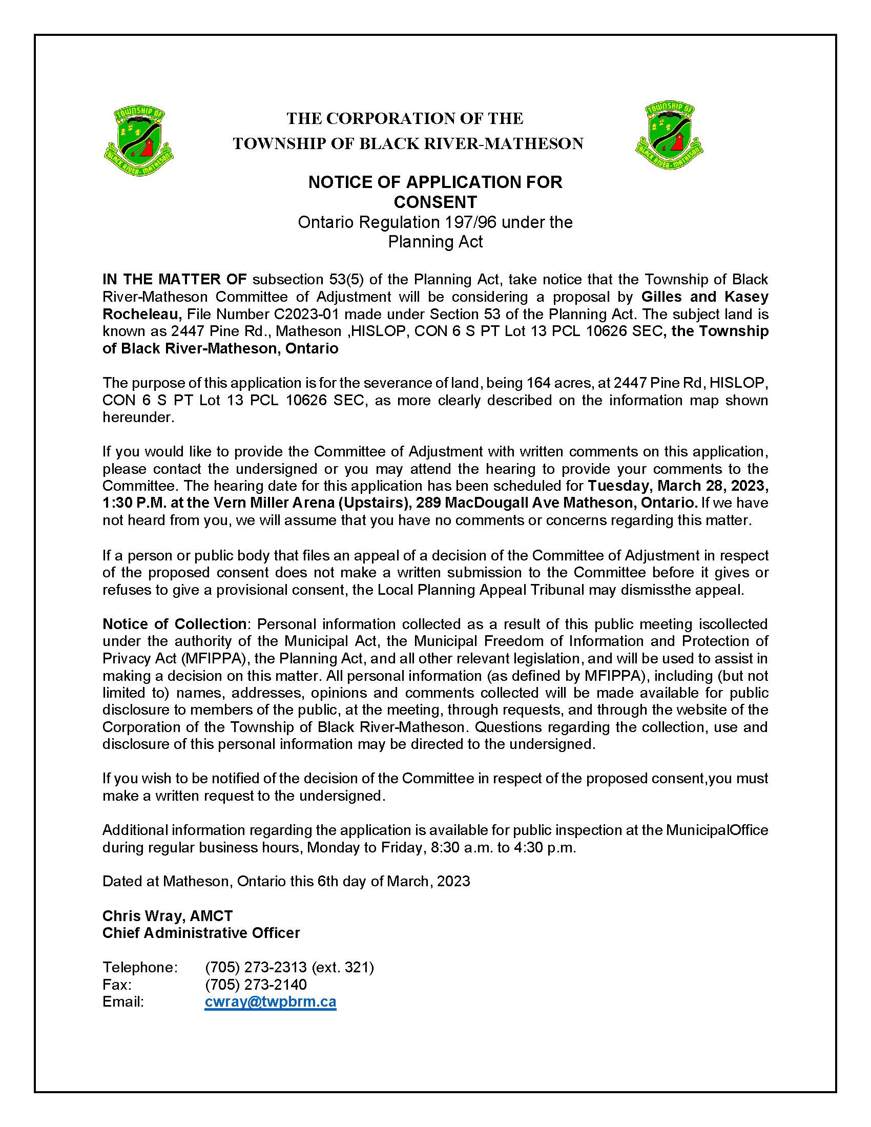 Rocheleau Public Notice March 6, 2023 Page 1