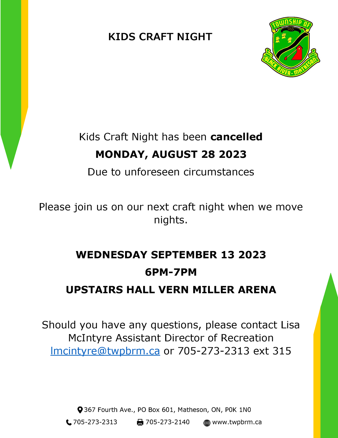 Image of Craft Night Cancellation Aug 28