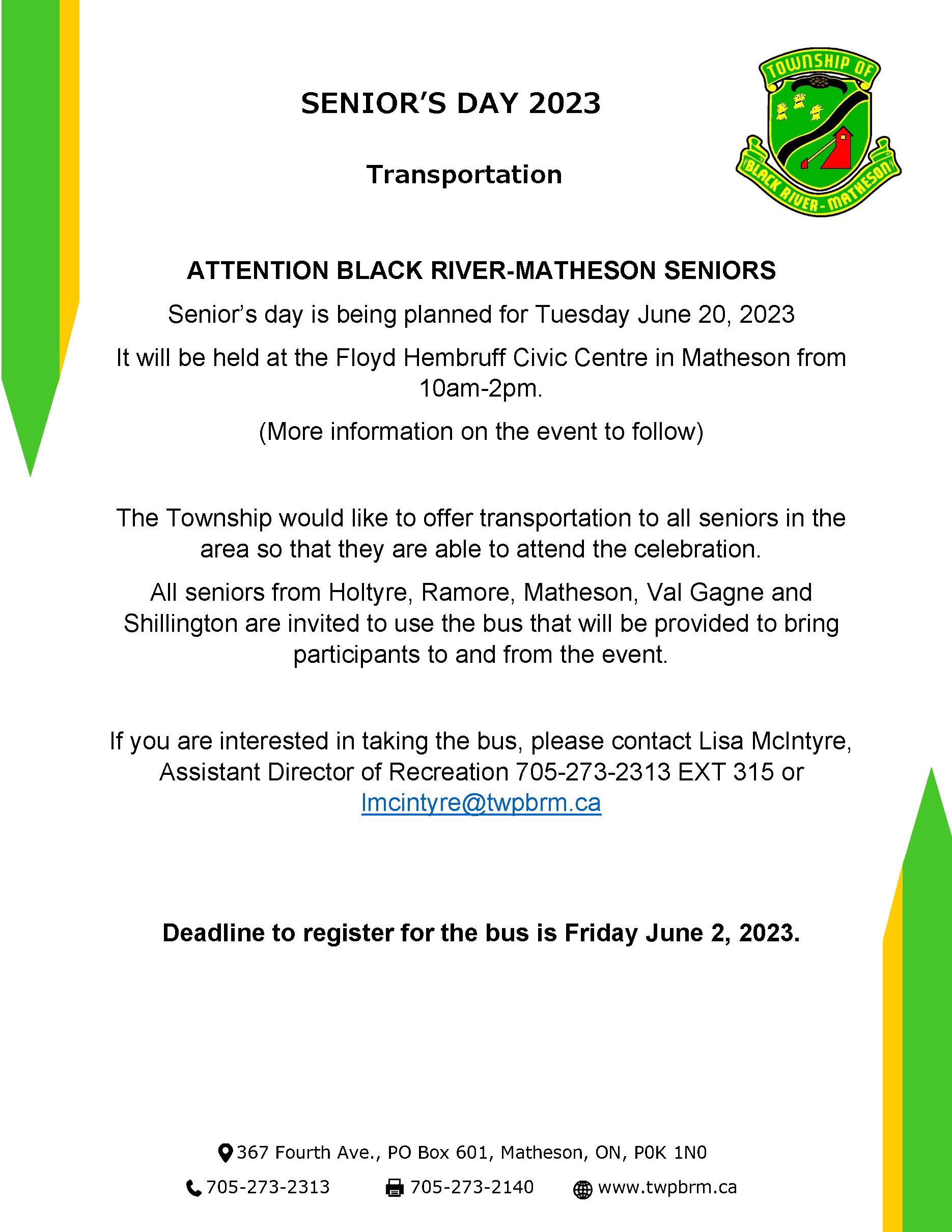 Senior's Day Transportation
