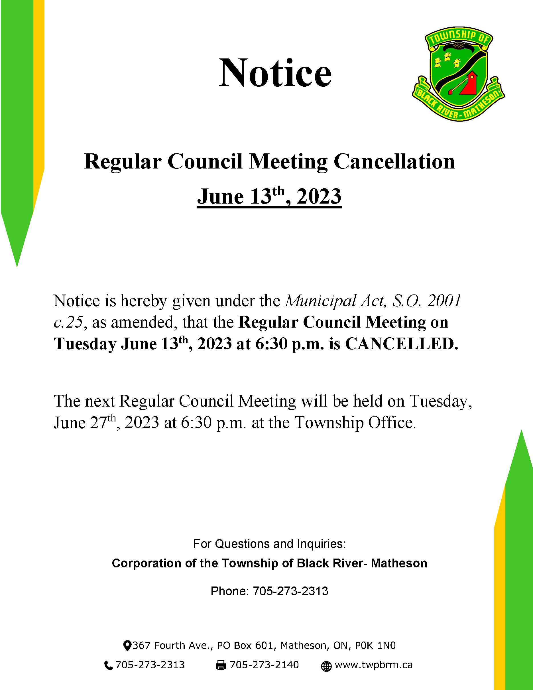 Poster For Reg Council June 13TH Cancellation