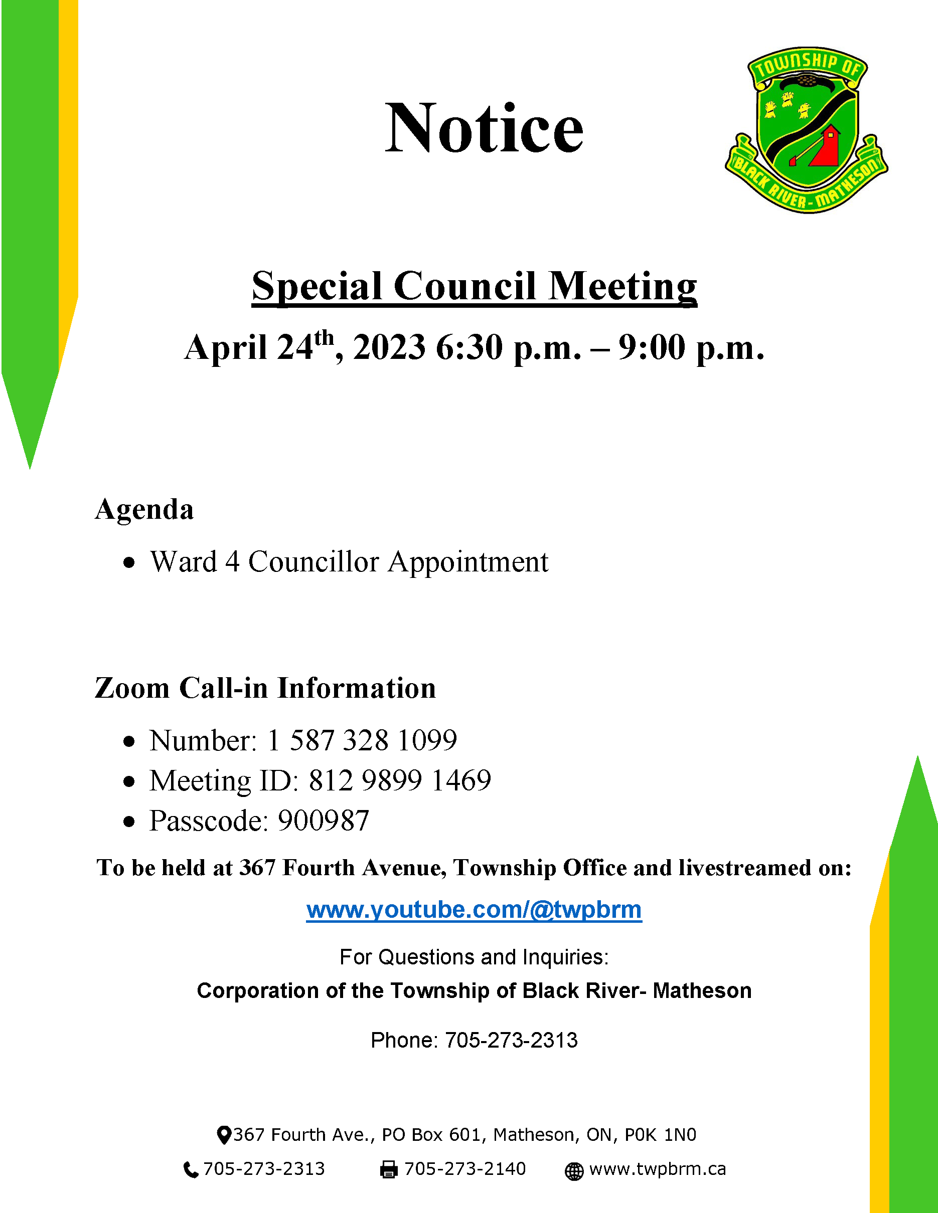 Ward 4 Councillor Appointment Notice
