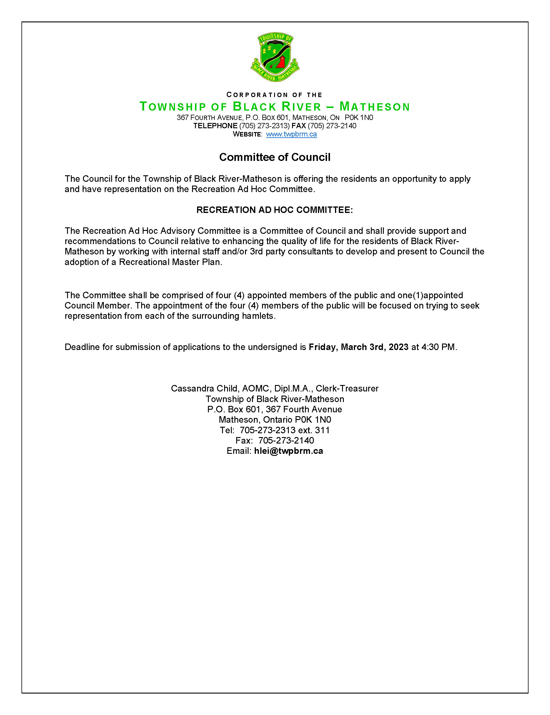 Committees Of Council RE Recreation Ad Hoc